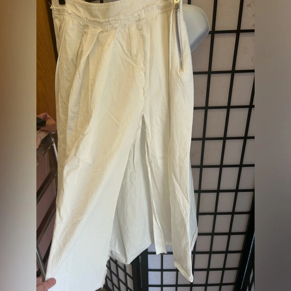 Zara Thick Premium Cotton shirred white Mid-length skirt side split and side zip - Picture 2 of 5